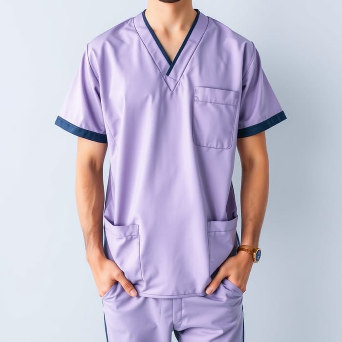 Lavender V-Neck Hospital Scrub for Men