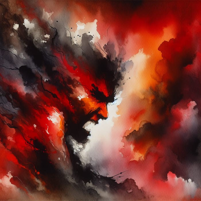 Vibrant Watercolour Painting of Anger