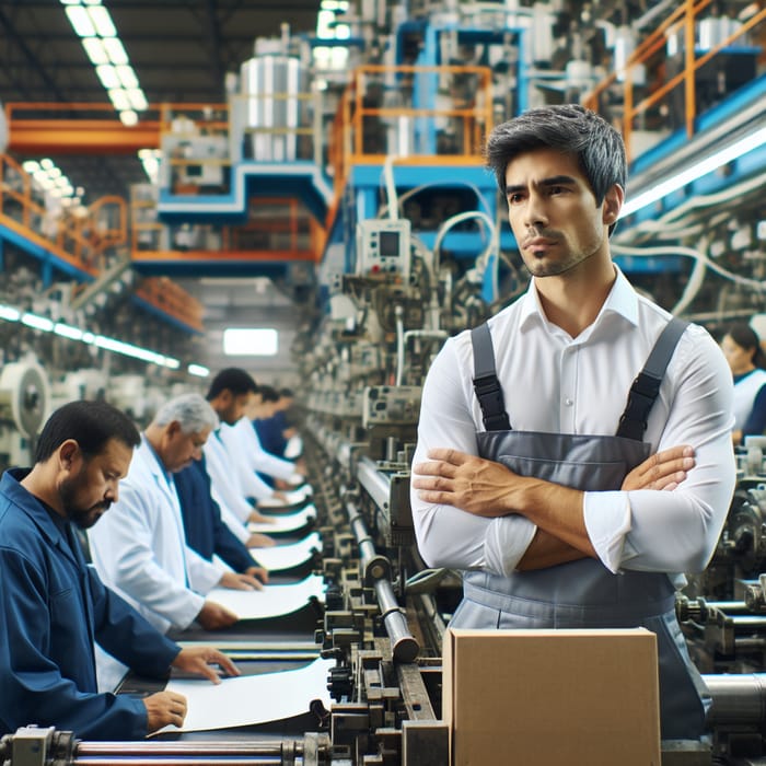 Latino Industrial Engineer at High-Tech Paper Bag Production Plant