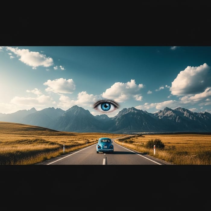 Stunning Car Landscape Art with Eye Detail