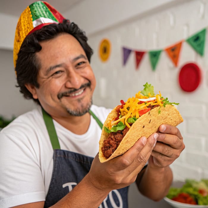 Mexican Guy with a Taco - Delicious Street Food Flavor