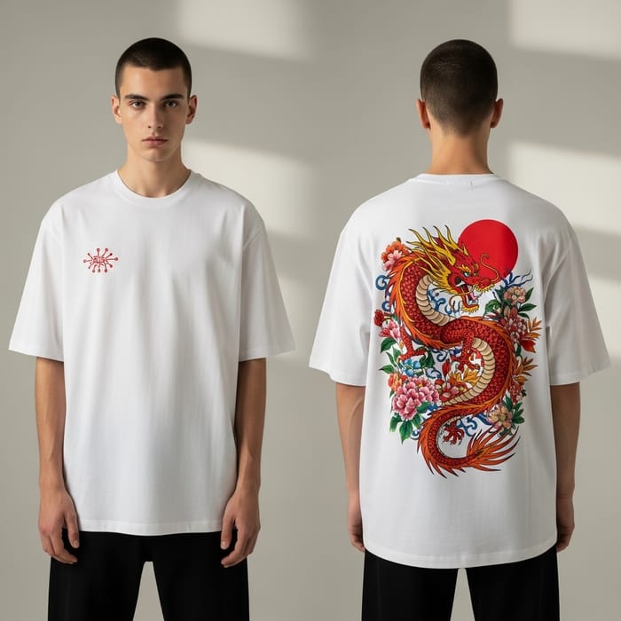 Stylish Oversized T-Shirt with Dragon Design Stylish Oversized T-Shirt with Dragon Design