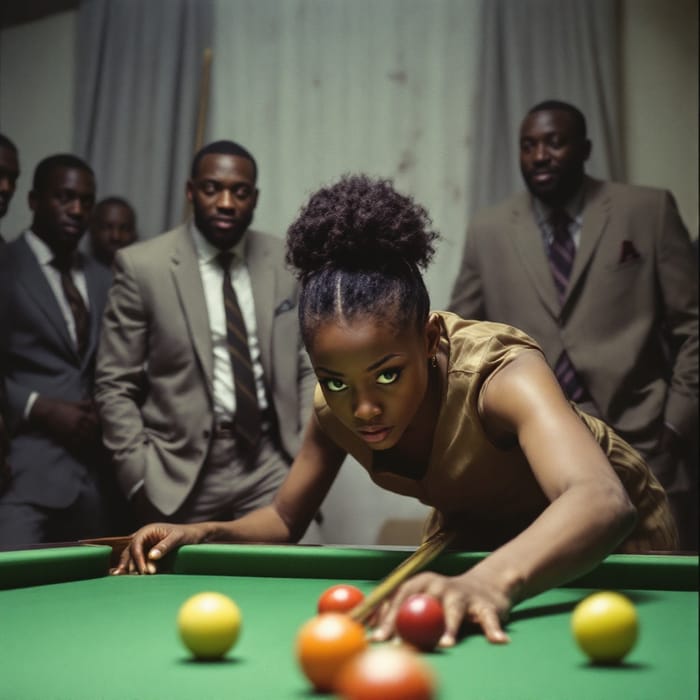 Inspiring African Girl Mastering Snooker Skills