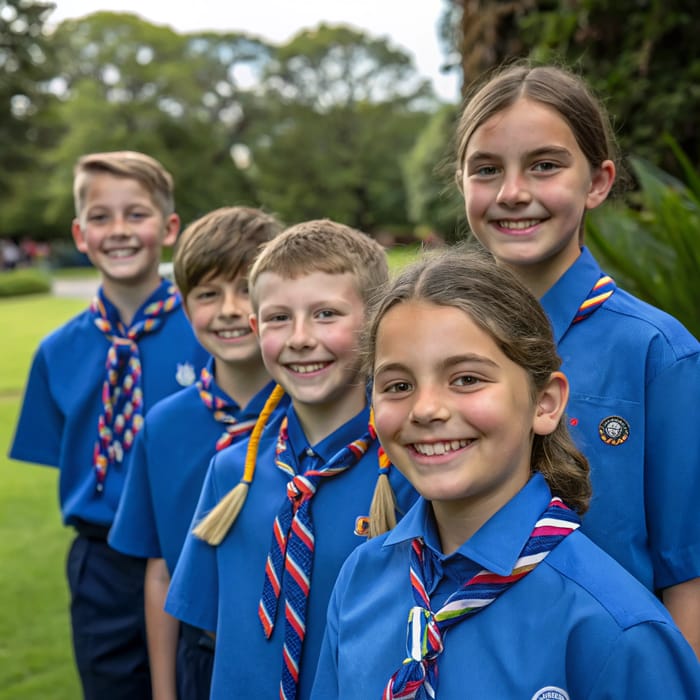 Scouts in Royal Stewart Neckerchiefs - Boys & Girls