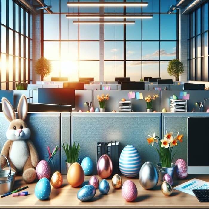 Corporate Office Transformed with Easter Eggs and Bunny