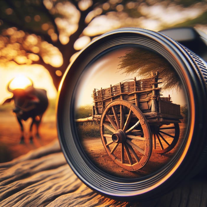 Vintage Countryside Scene at Sunset | Rustic Bullock Cart