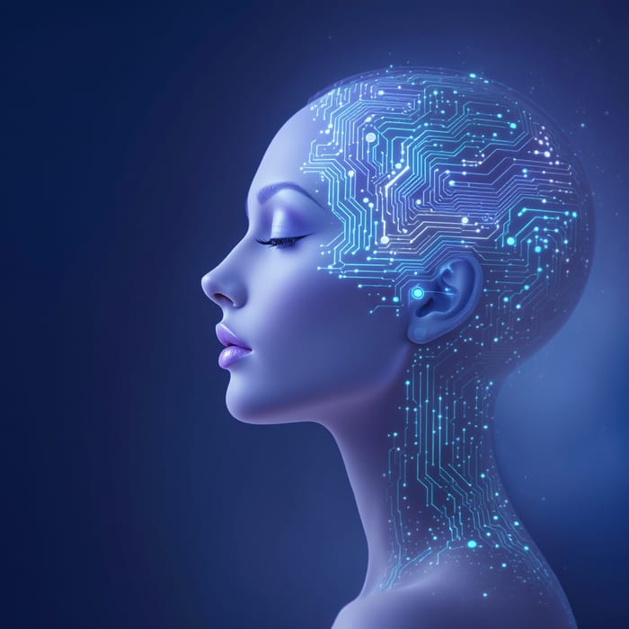 Serene Human Silhouette in AI Harmony Serene Human Silhouette in AI Harmony