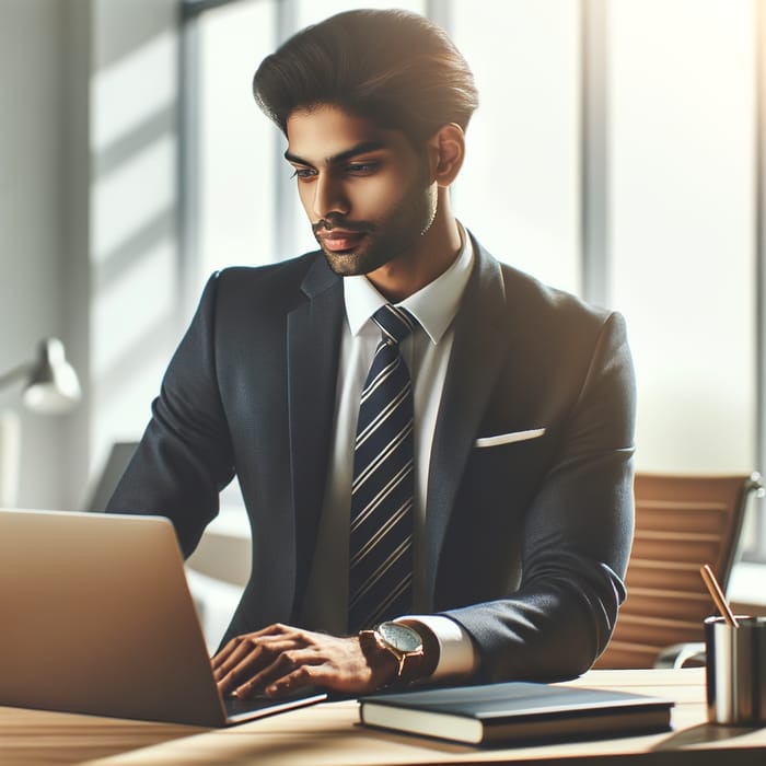 Confident Male Indian Model in Modern Office Setting