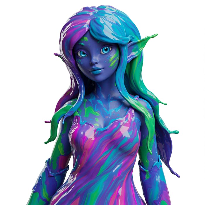 Feminine Humanoid Paint Monster Art