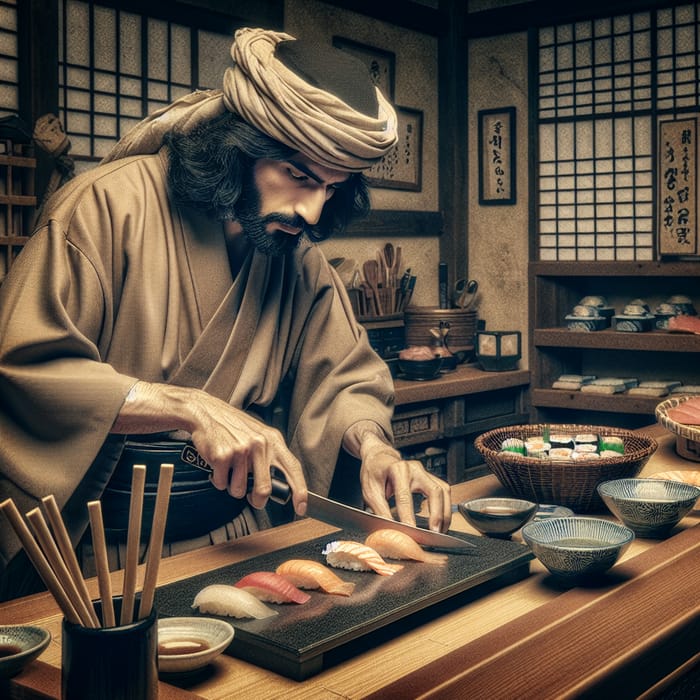 Samurai Sushi Preparation - Traditional Craftsmanship