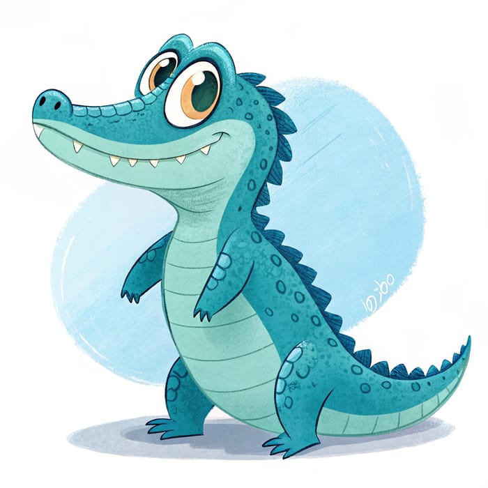 Animated Turquoise Crocodile Design