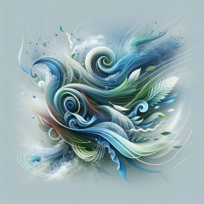 Energetic Wind Art in Blues and Greens