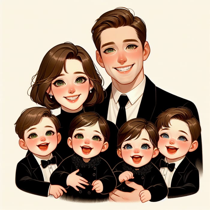 Joyful Family Portrait in Pixar Style