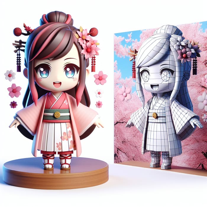 Cute 3D Naruto Character with Sakura Symbolism