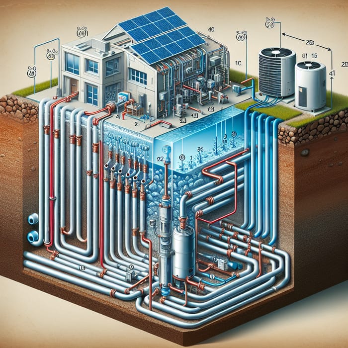 Geothermal Closed-Loop System with Heat Pump - Visual Guide