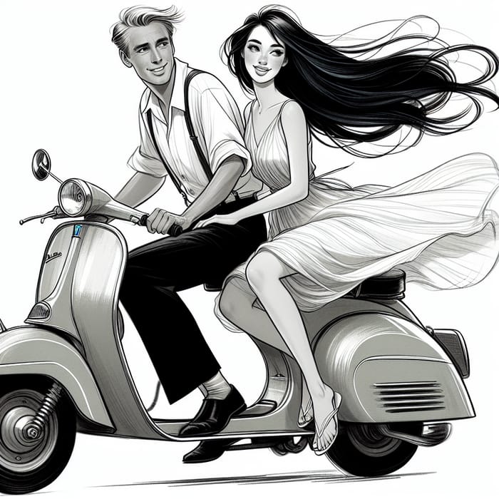 Cute Couple Riding Vespa | Joyful Adventure Together