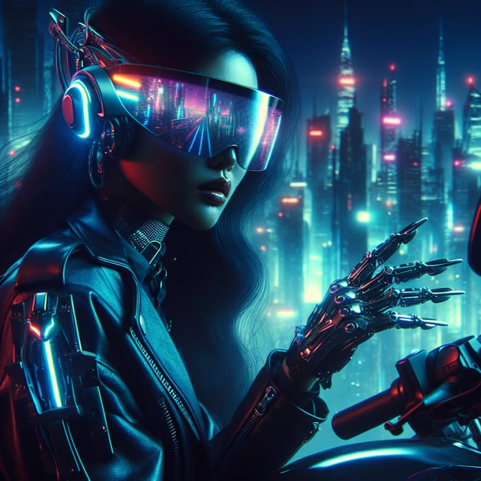 Cyberpunk Girl in Futuristic Cityscape