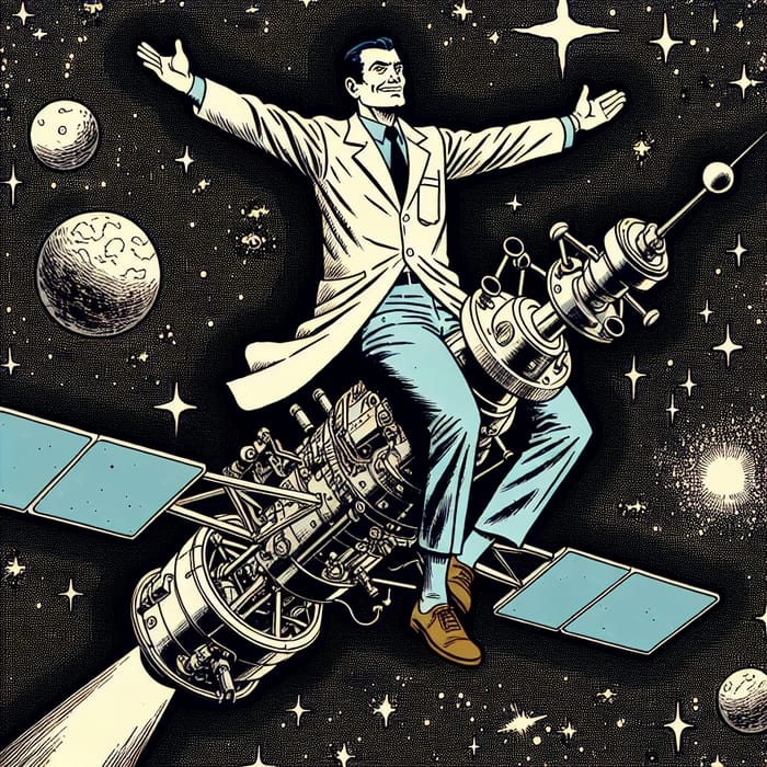 Lab Coat Researcher Rides Satellite in Cosmic Space