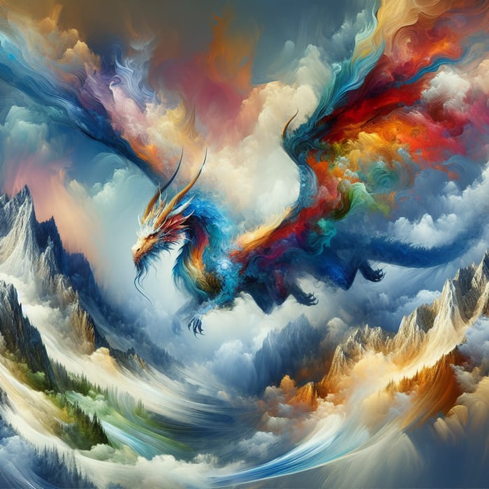 Majestic Dragon Soaring Over Mountain Ranges