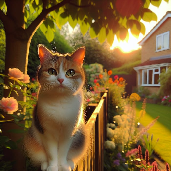 Majestic Domestic Cat in a Serene Garden