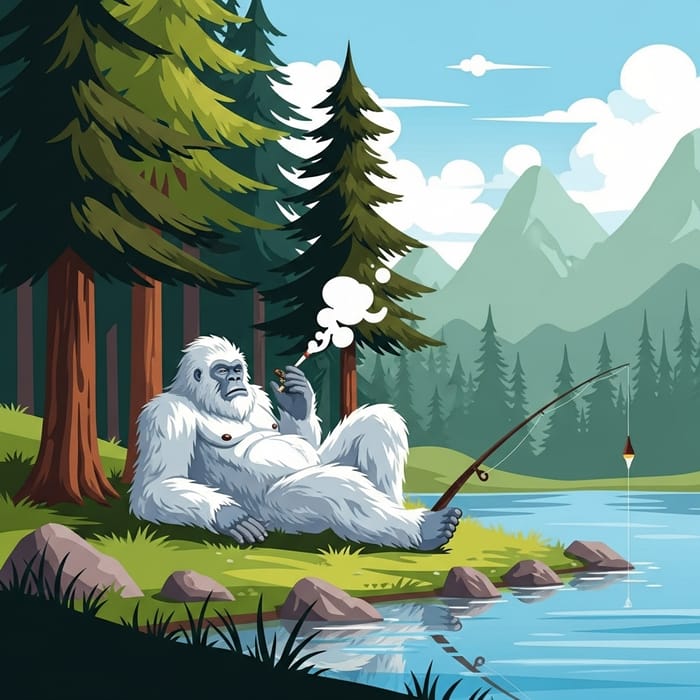 Yeti Relaxing by the Lake - Smoking & Fishing Yeti Relaxing by the Lake - Smoking & Fishing