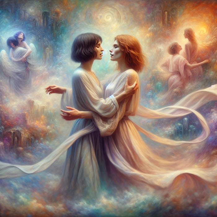 Affectionate Embrace: Vivid LGBTQ+ Romance Artwork