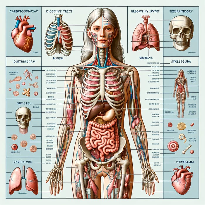 Anatomía Mujer: Diagrama de Órganos y Estructuras Óseas