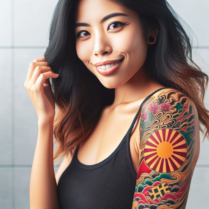 Marugame Tattoo Emblem on South Asian Woman