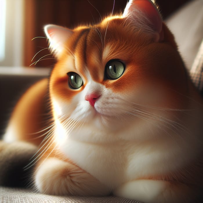 Cute Domestic Cat with Shiny Fur | Charming Orange and White Feline