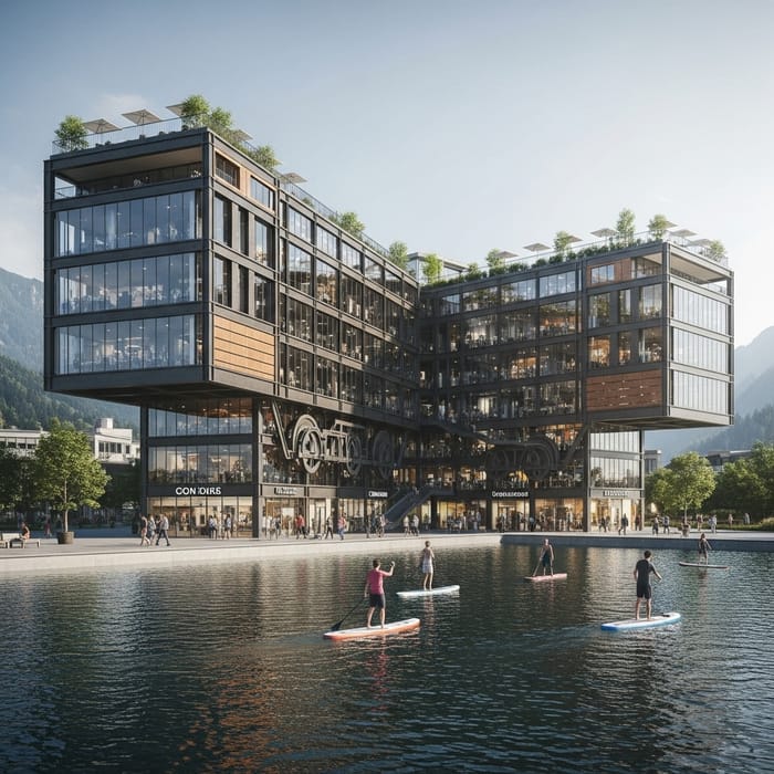 Modern L-Shaped Building Complex: Architectural Marvel Modern L-Shaped Building Complex: Architectural Marvel