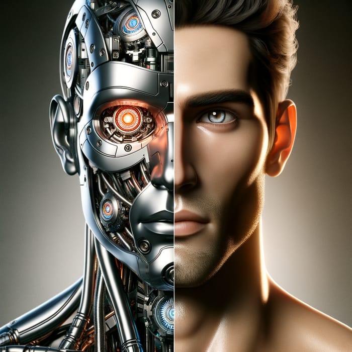 Revolutionary Fusion: Elon Musk as Half-Robot Half-Human