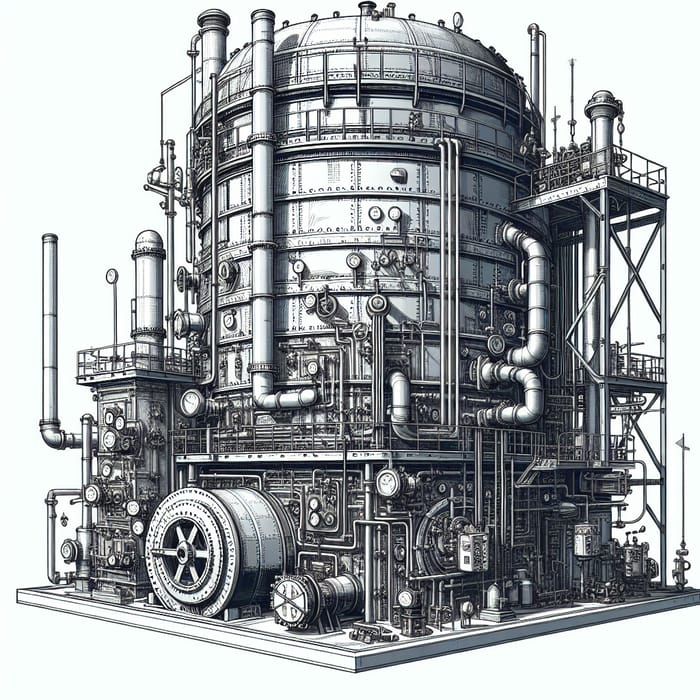 2D Industrial Boiler Design with Rugged Metal Construction