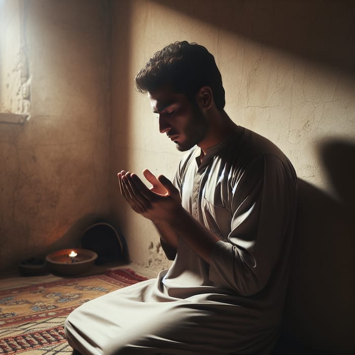 A Man Praying Earnestly with Serene Devotion