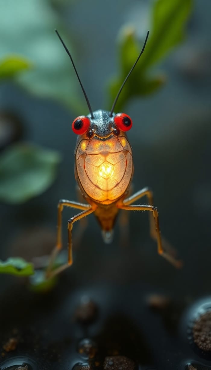 Illuminated Water Flea Creature: Nature's Lantern