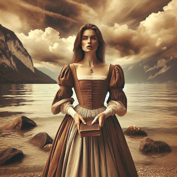 15th Century European Woman at Leman Lake | Mystical Elegance