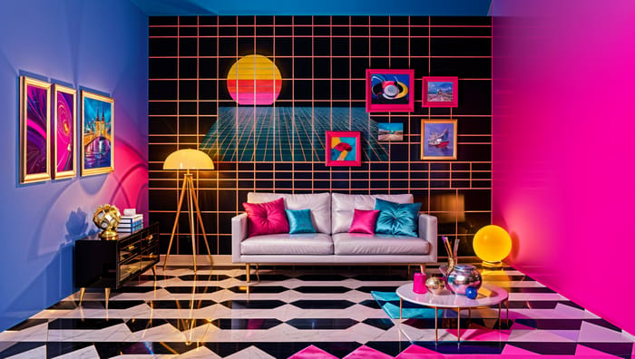 Retrowave Living Room Design Ideas