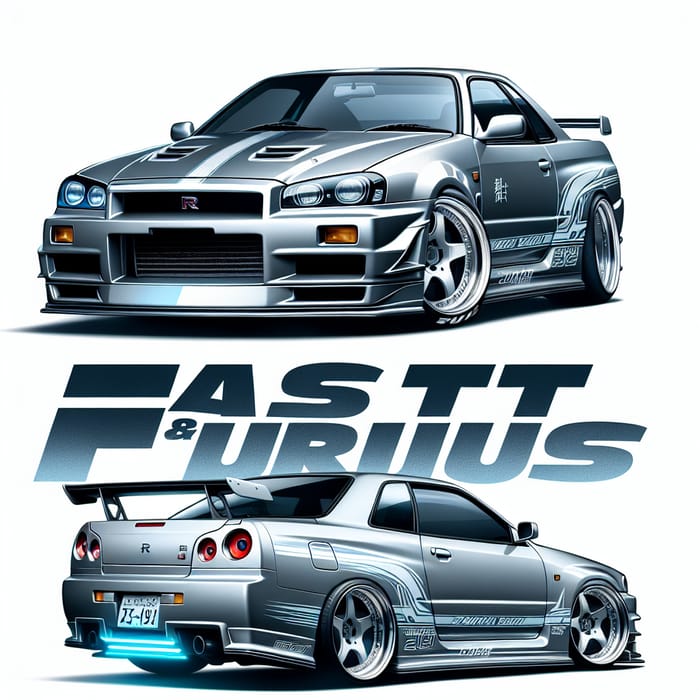 1999 Nissan Skyline GT-R R34 Custom Silver JDM Car | Fast and Furious