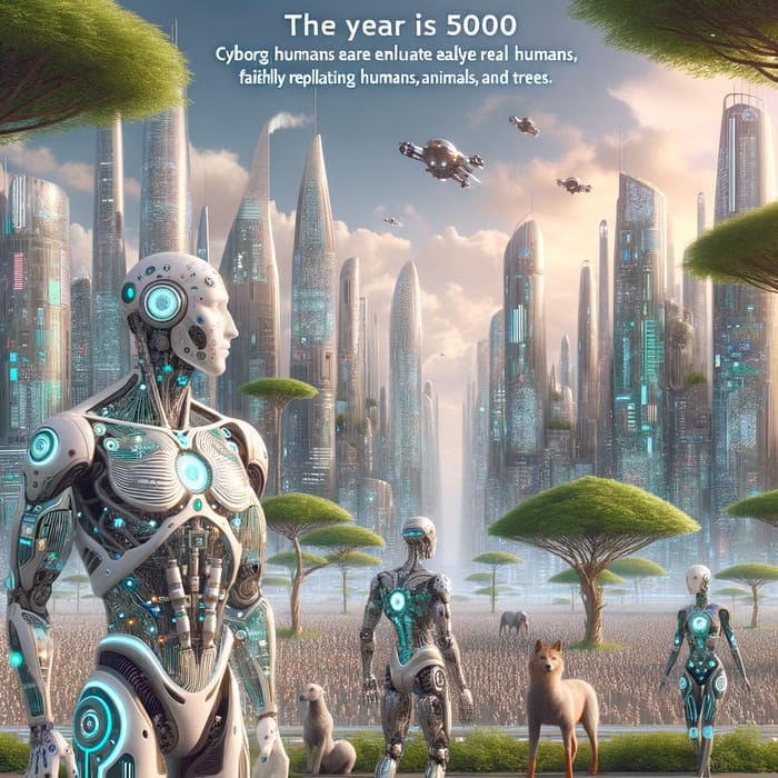 Cyborg Human City 5000: Advanced Cyborgs, Human-Like Animals, Futuristic Trees