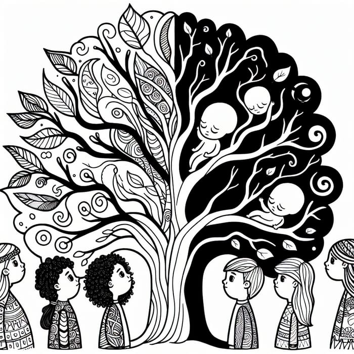 Whimsical Mourning Death Coloring Page for Kids