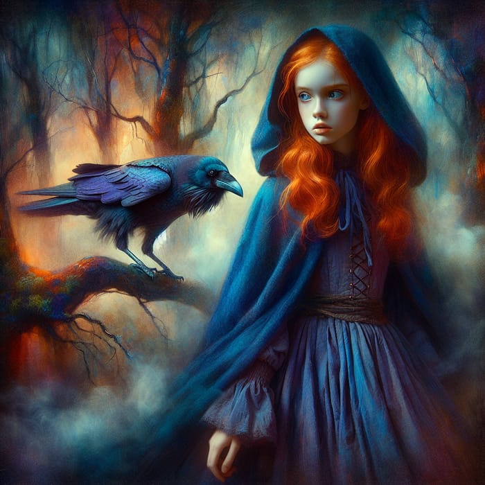 Mystical Gothic Portrait Amid Mystic Forest with Enigmatic Girl