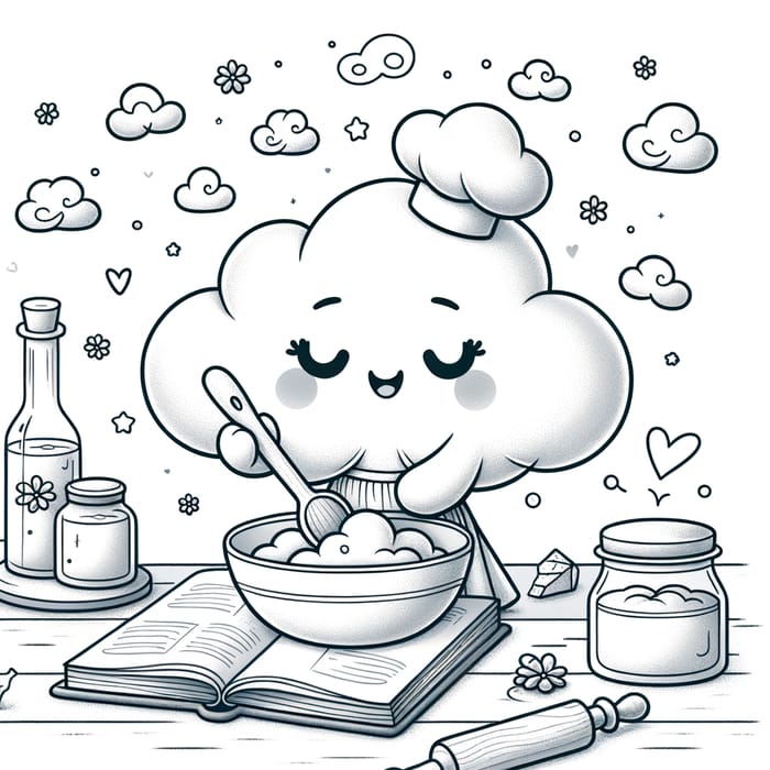 Enchanting Cloud Baking | Digital Coloring Page for Kids