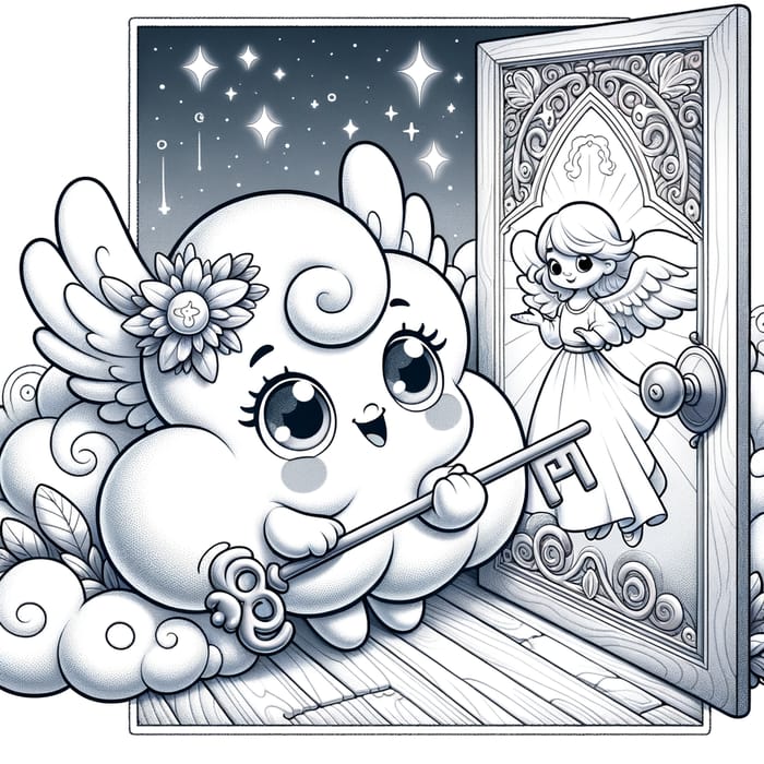 Enchanting Cloud Coloring Page: Unlocking Mystery with Joy