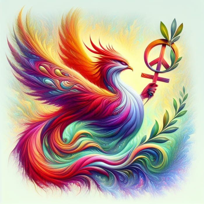 Surrealistic Phoenix: Female Symbol, Vibrant Colors, Salvador Dali Style