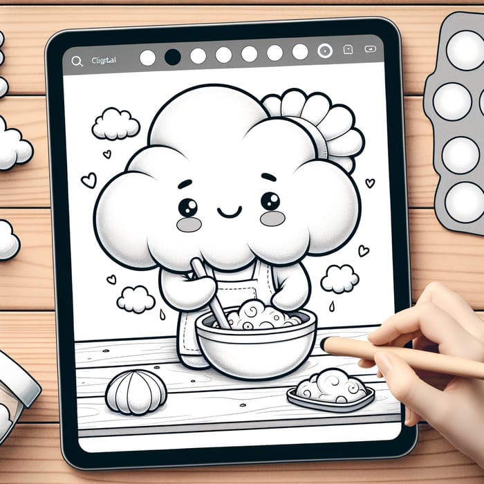 Enchanting Cloud Baking Coloring Page for Kids