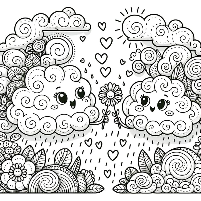 Delightful Whimsical Clouds Coloring Page | Kids Art Fun