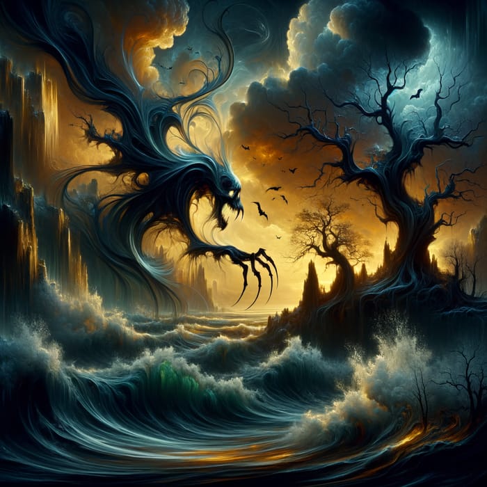 Dancing with Death: Surrealistic Haunting Digital Art