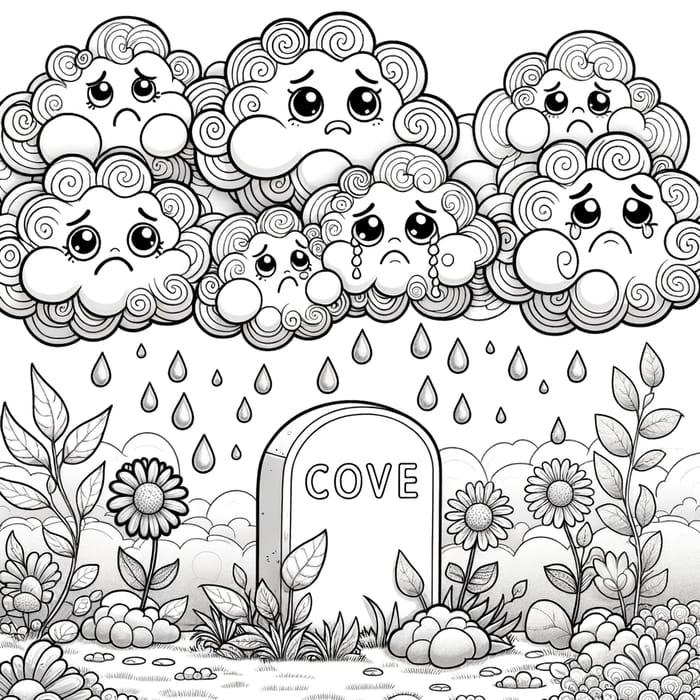 Whimsical Clouds Coloring Page: Emotional Exploration & Innocence