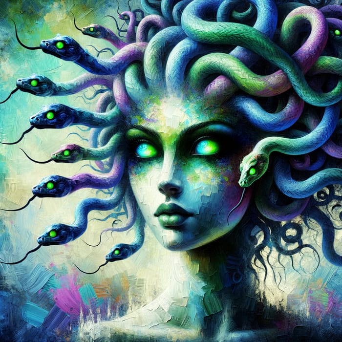 Surrealist Vision of Medusa: Ethereal Gaze & Serpentine Power