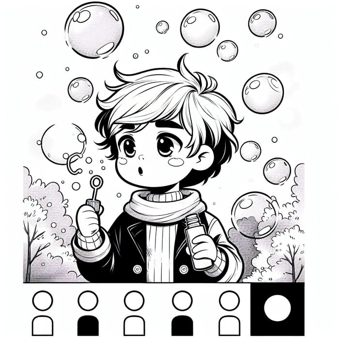 Sad Child Blowing Bubbles Coloring Page | Childlike Innocence Inspired