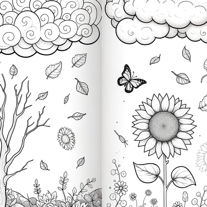 Whimsical Clouds Coloring Page - Children's Natural Cycle Theme